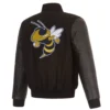 Georgia tech yellow jackets one color black wool leather varsity jacket 3