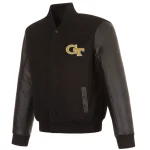 Georgia Tech Yellow Jackets One Color Wool/Leather Jacket