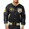 Grambling state tigers black wool leather varsity jacket