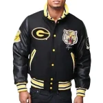Grambling State Tigers Letterman Black Wool/Leather Jacket