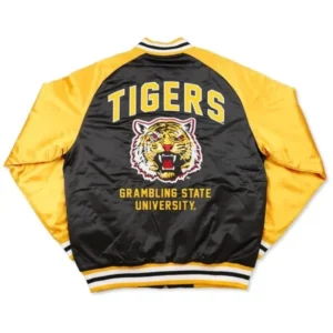 Grambling state tigers blackyellow satin varsity jacket 2