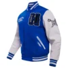Hampton pirates hbcu vintage bluewhite wool leather jacket