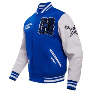 Hampton pirates hbcu vintage bluewhite wool leather jacket