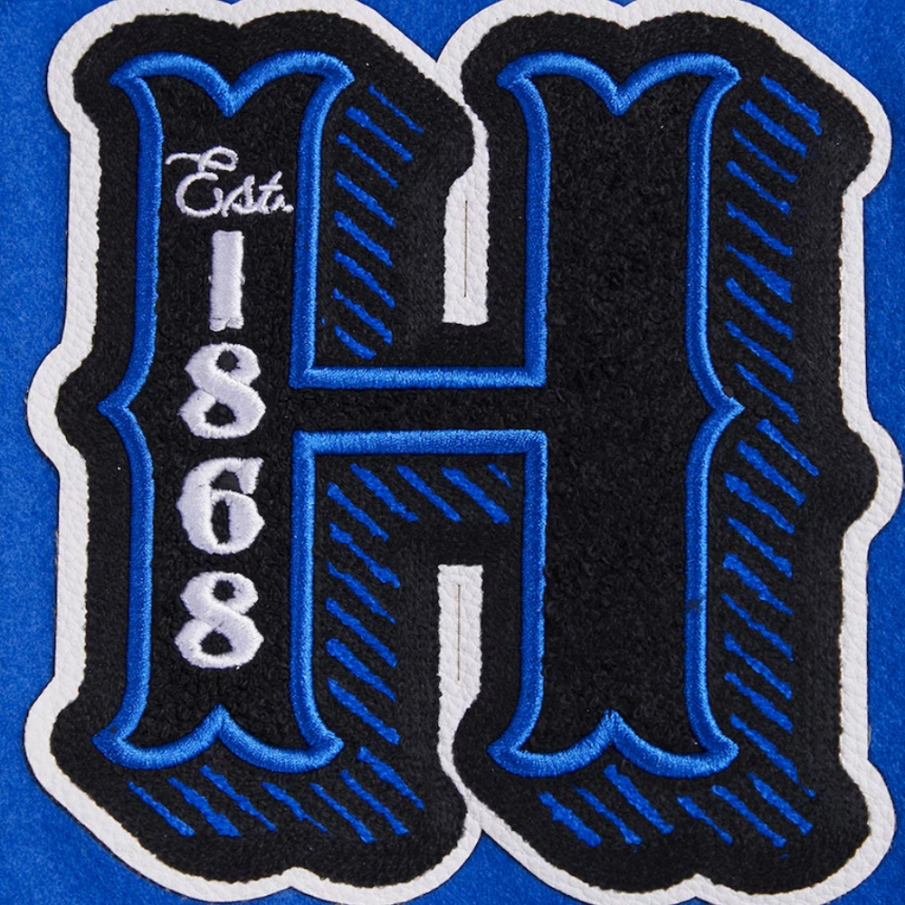Hampton pirates vintage blue white wool leather varsity jacket 2