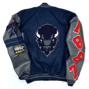 Hampton university pirates blue satin varsity jacket 2