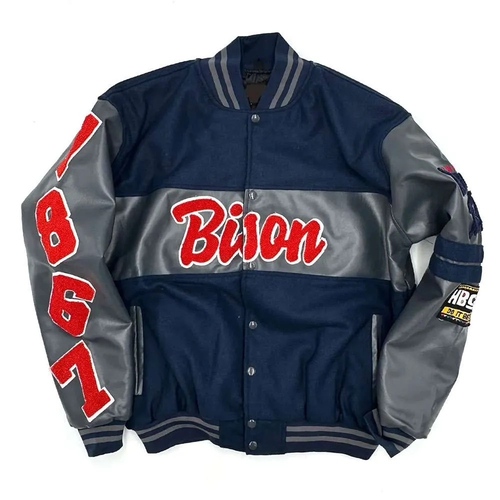 Hampton university pirates blue satin varsity jacket 3