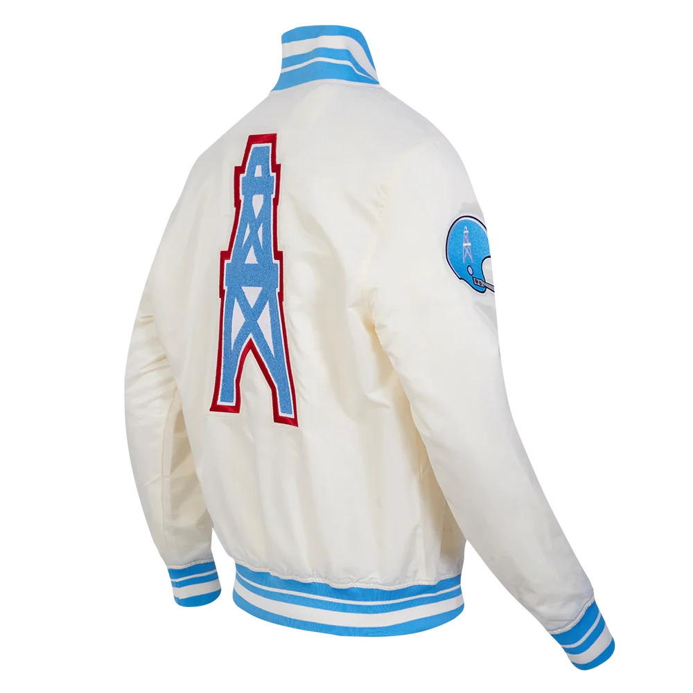 Houston oilers retro classic full snap cream jacket