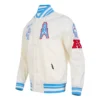 Houston oilers retro classic full snap cream satin