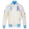Houston oilers retro classic full snap cream satin jacket