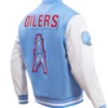 Houston oilers retro classic wool blue varsity jacket