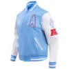 Houston oilers retro classic wool leather blue jacket