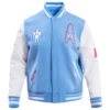 Houston oilers retro classic wool leather blue varsity jacket