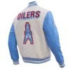 Houston oilers retro classic wool leather cream varsity jacket