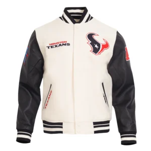 Houston texans retro classics wool leather varsity jacket