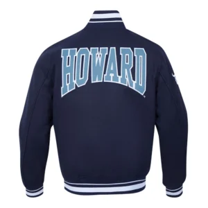 Howard bison crest emblem navy wool jacket