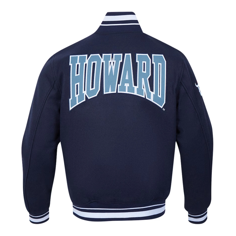 Howard bison crest emblem navy wool jacket