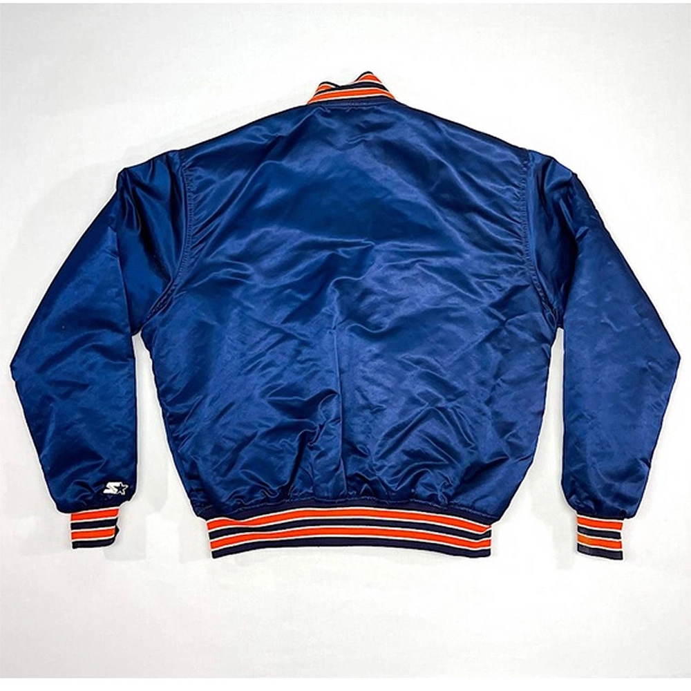 Illinois fighting 80s satin blue bomber varsity jacket