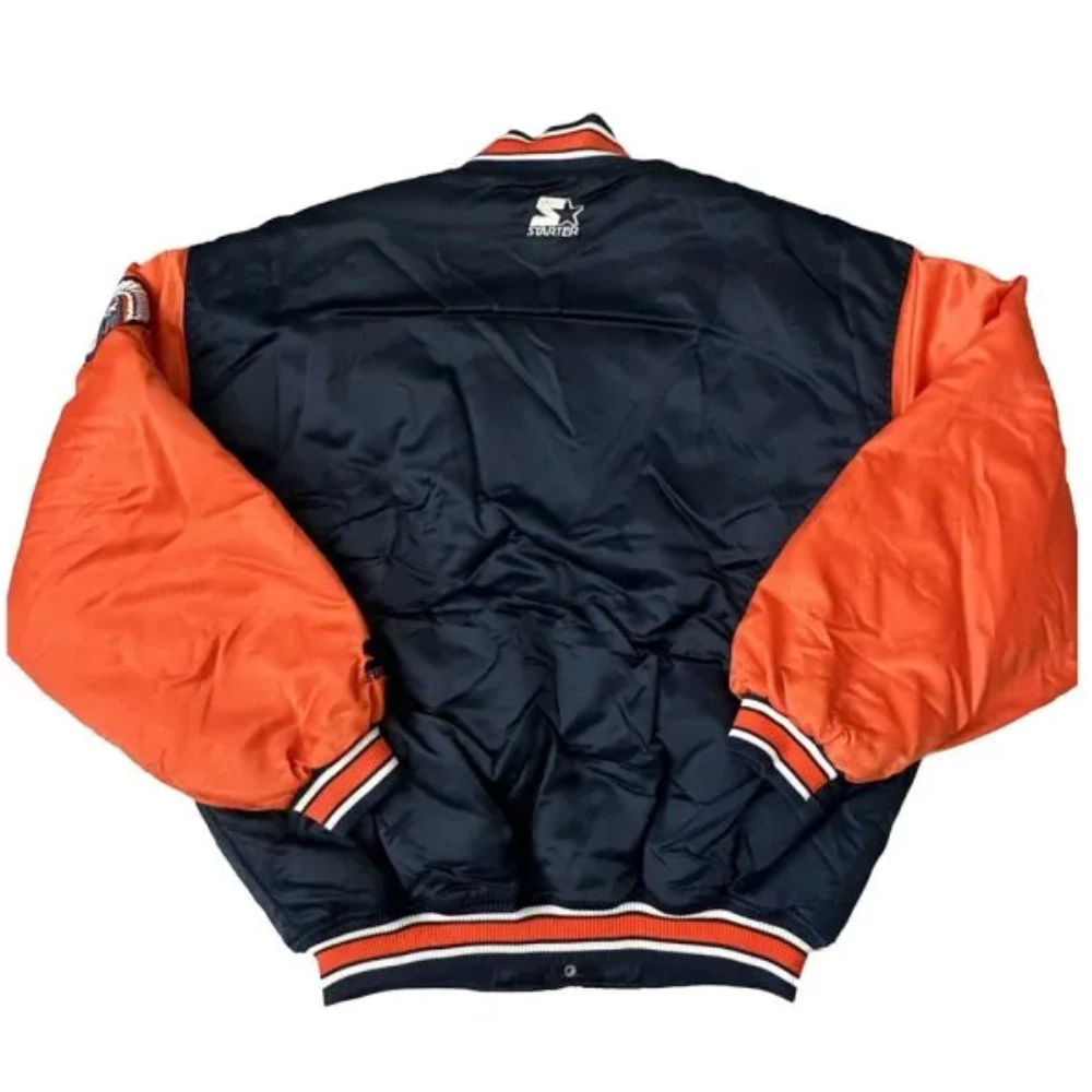 Illinois fighting illini 90s navy orange satin varsity jacket 1