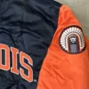 Illinois fighting illini 90s navy orange satin varsity jacket