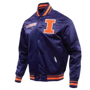 Illinois fighting illini classic full snap satin varsity jacket