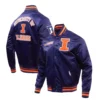 Illinois fighting illini classic navy satin varsity jacket