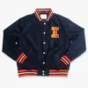 Illinois fighting illini scrip bomber navy varsity jacket 1