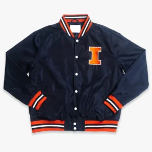 Illinois fighting illini scrip bomber navy varsity jacket 1