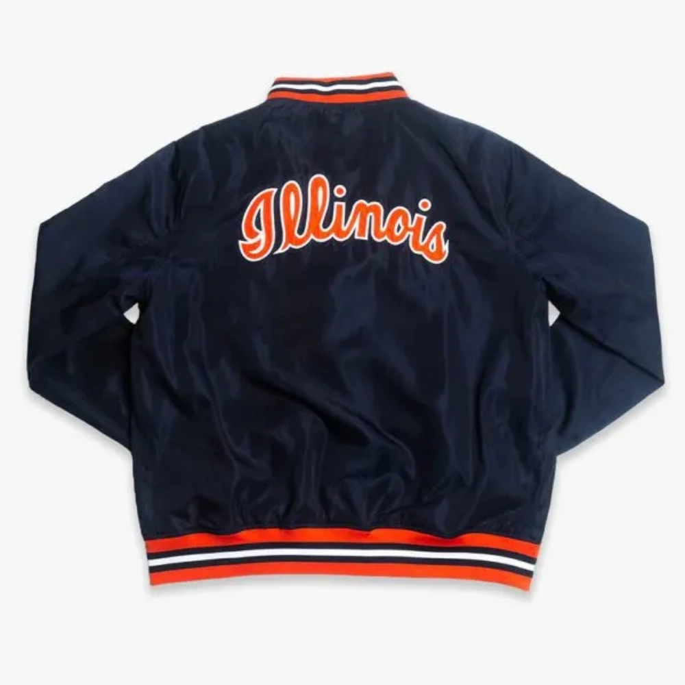 Illinois fighting illini scrip bomber navy varsity jacket 2