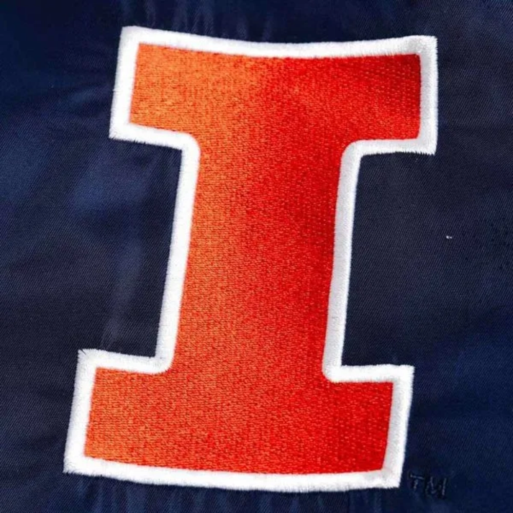 Illinois fighting illini scrip bomber navy varsity jacket 3