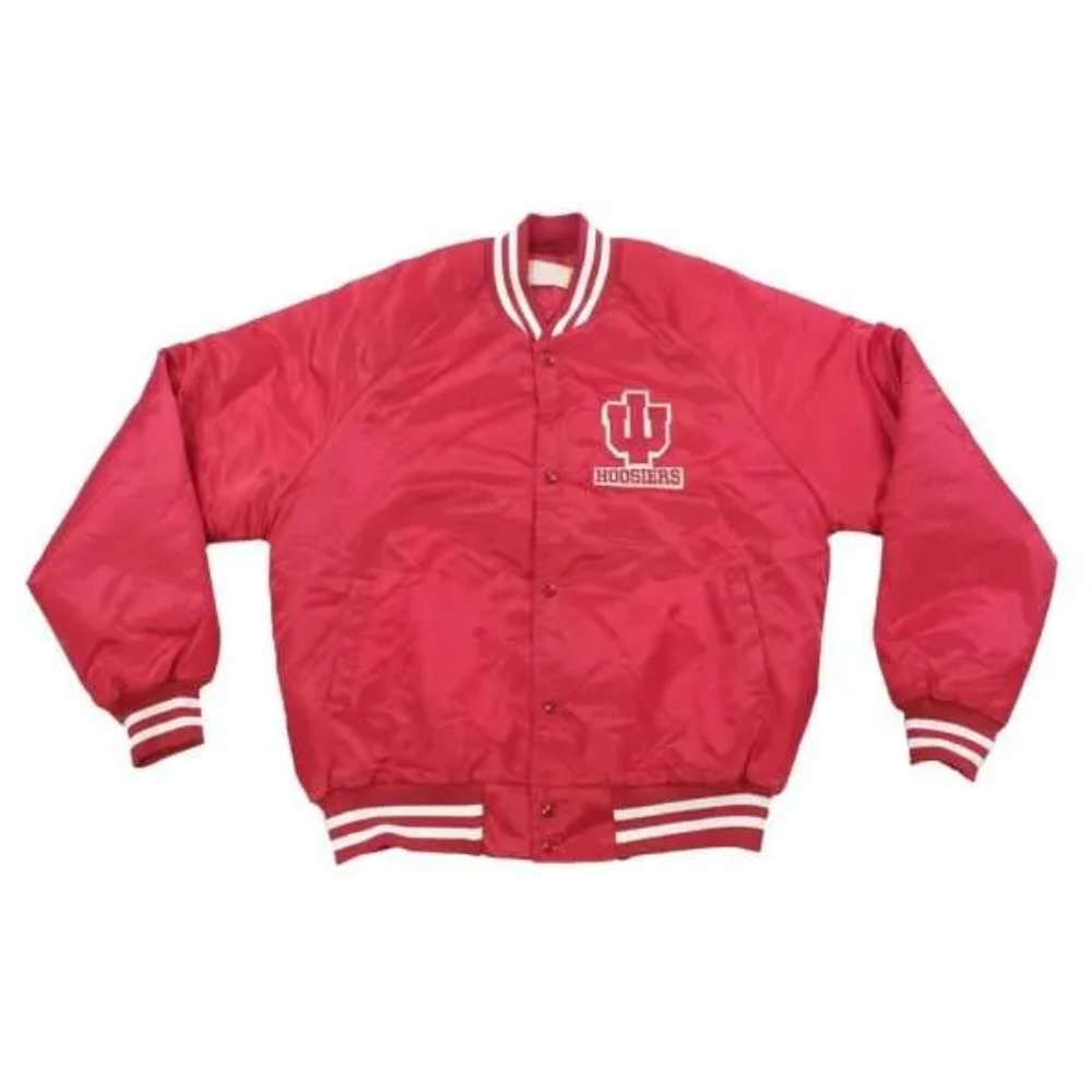 Indiana hoosiers 80s red satin varsity jacket 1