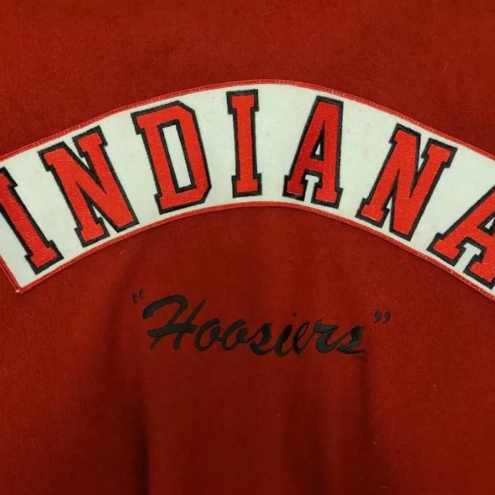 Indiana hoosiers 80s red white wool leather varsity jacket
