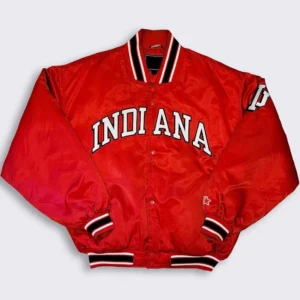 Indiana hoosiers 90s bomber red satin varsity jacket 2