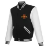 Iowa hawkeyes black white wool leather varsity jacket 1