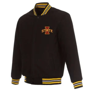 Iowa hawkeyes black wool varsity jacket 2