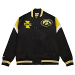 Iowa Hawkeyes Cooperstown Heavyweight Full-Snap Black Satin Jacket