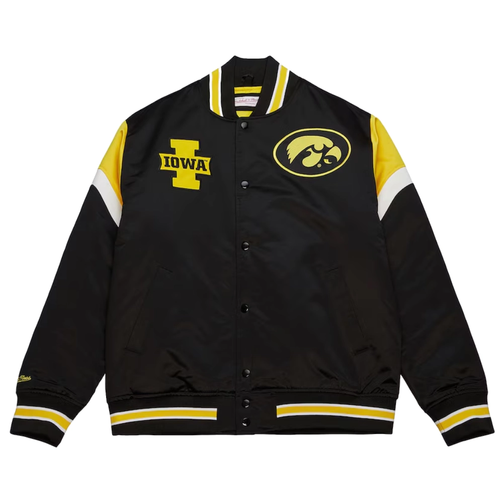 Iowa hawkeyes cooperstown full snap satin varsity jacket 3