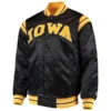Iowa hawkeyes enforcer full snap satin varsity jacket black 1