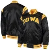 Iowa hawkeyes enforcer full snap satin varsity jacket black 4