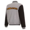 Iowa hawkeyes gray black wool leather varsity jacket