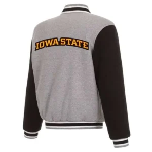 Iowa hawkeyes gray black wool leather varsity jacket