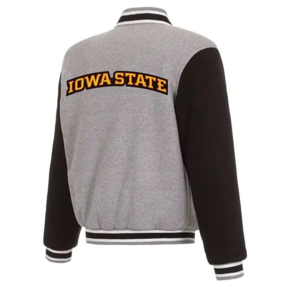 Iowa hawkeyes gray black wool leather varsity jacket