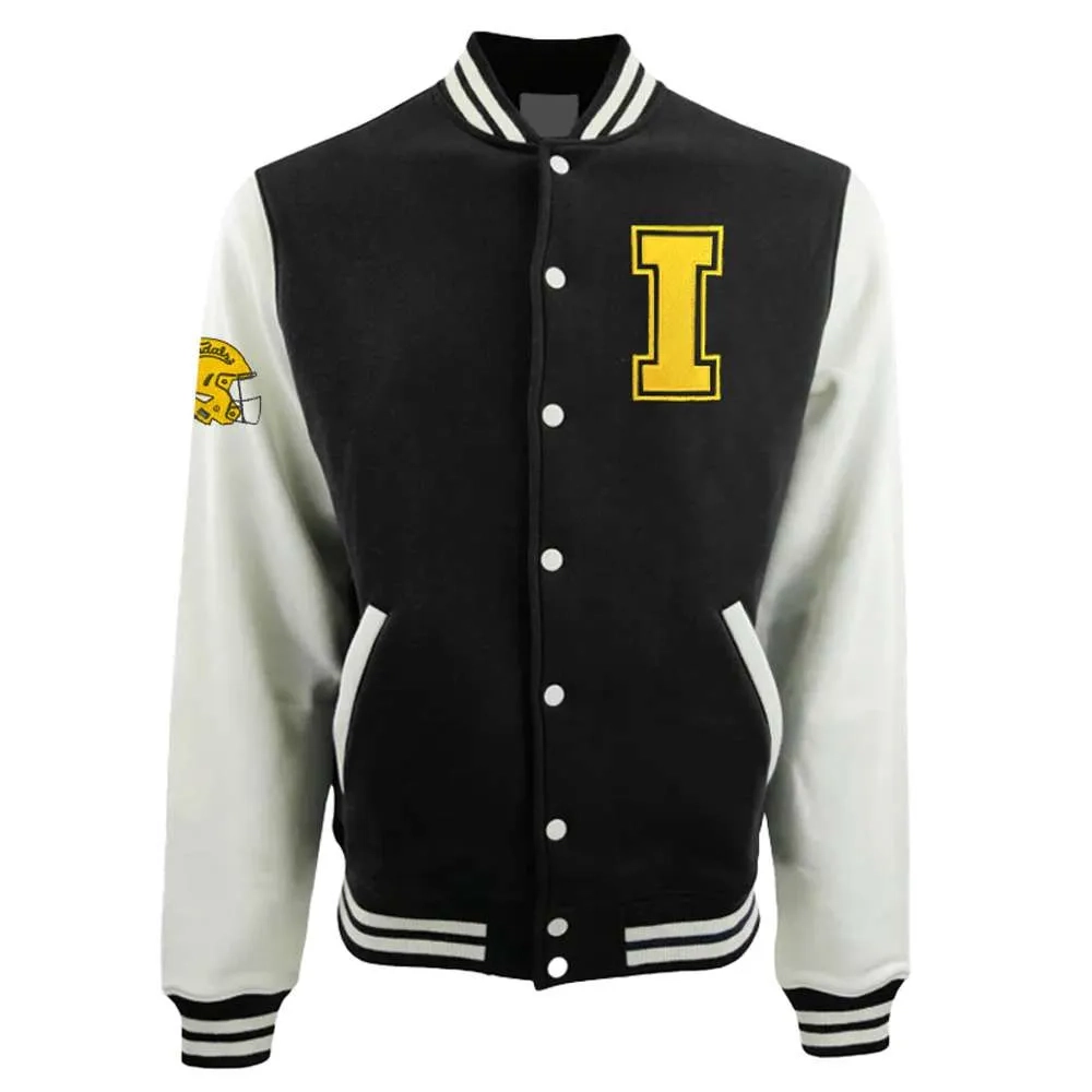 Iowa hawkeyes helmet blackwhite wool leather varsity jacket 1