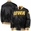 Iowa hawkeyes o line black satin varsity jacket 1