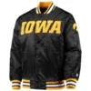 Iowa hawkeyes o line black satin varsity jacket 3