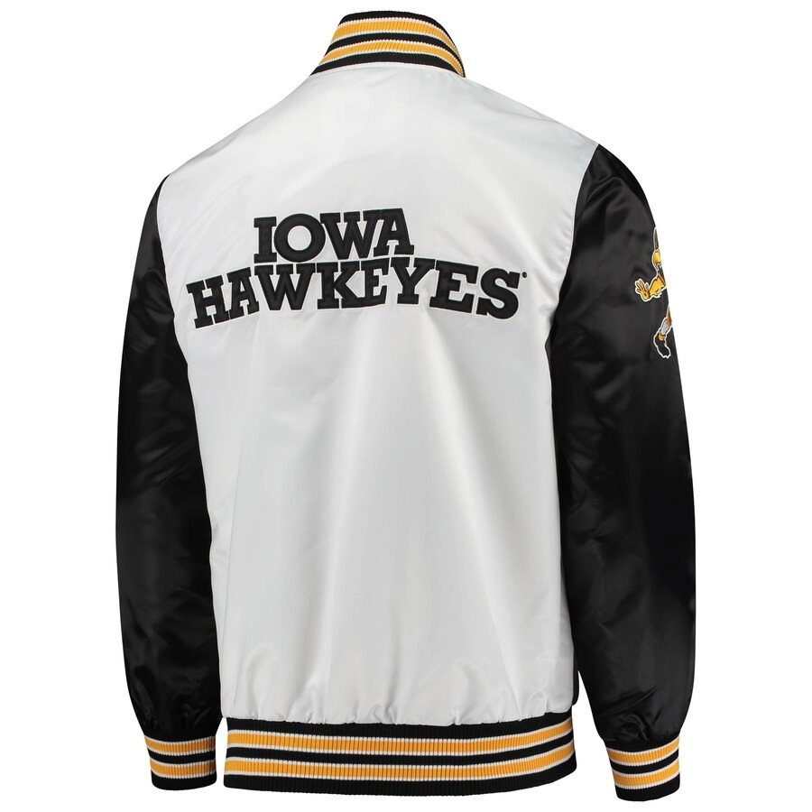 Iowa hawkeyes the legend whiteblack satin varsity jacket 3 1