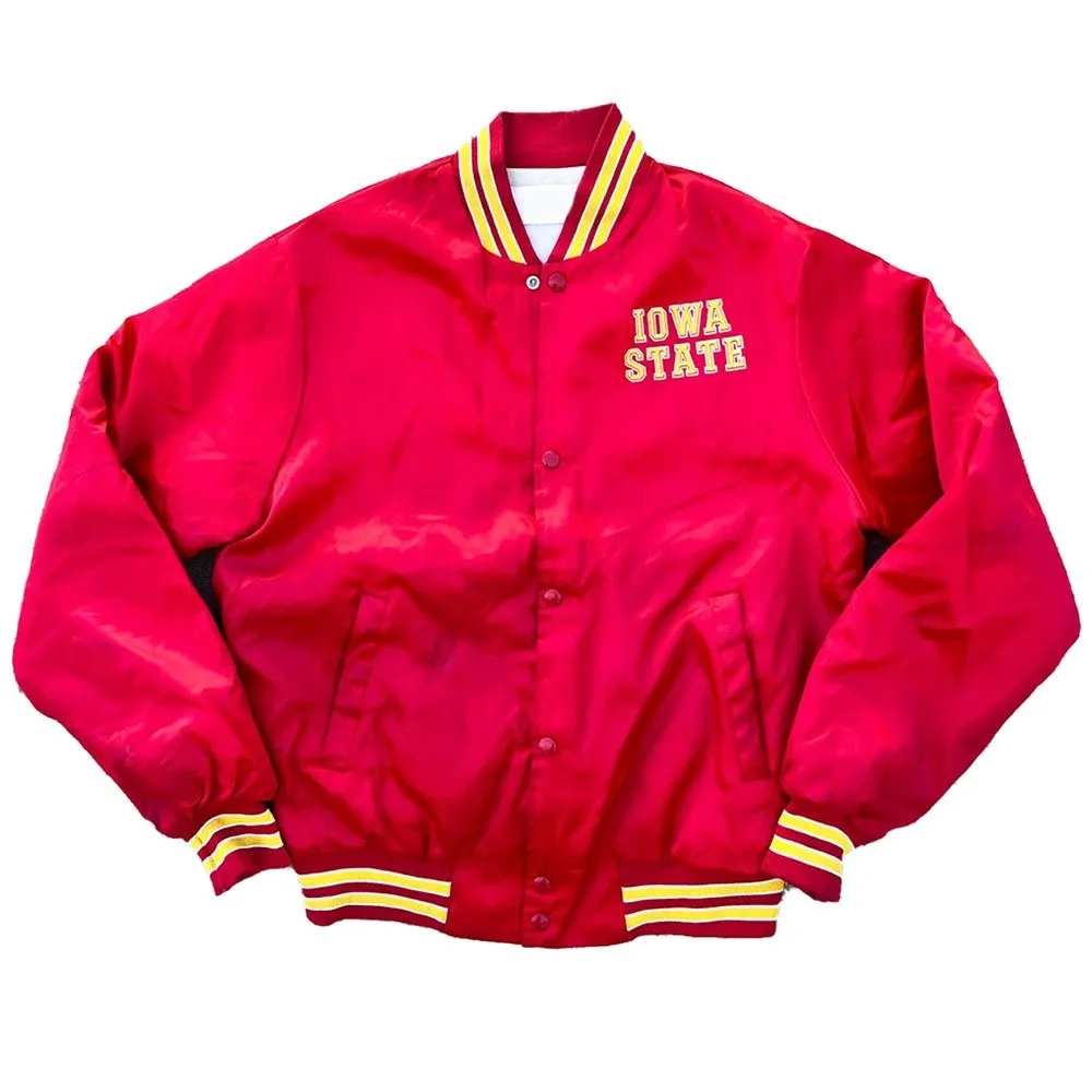 Iowa state cyclones 90s red satin varsity jacket 1