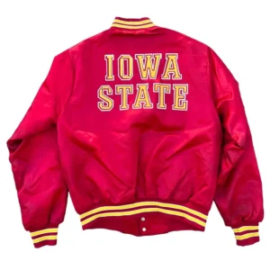 Iowa state cyclones 90s red satin varsity jacket