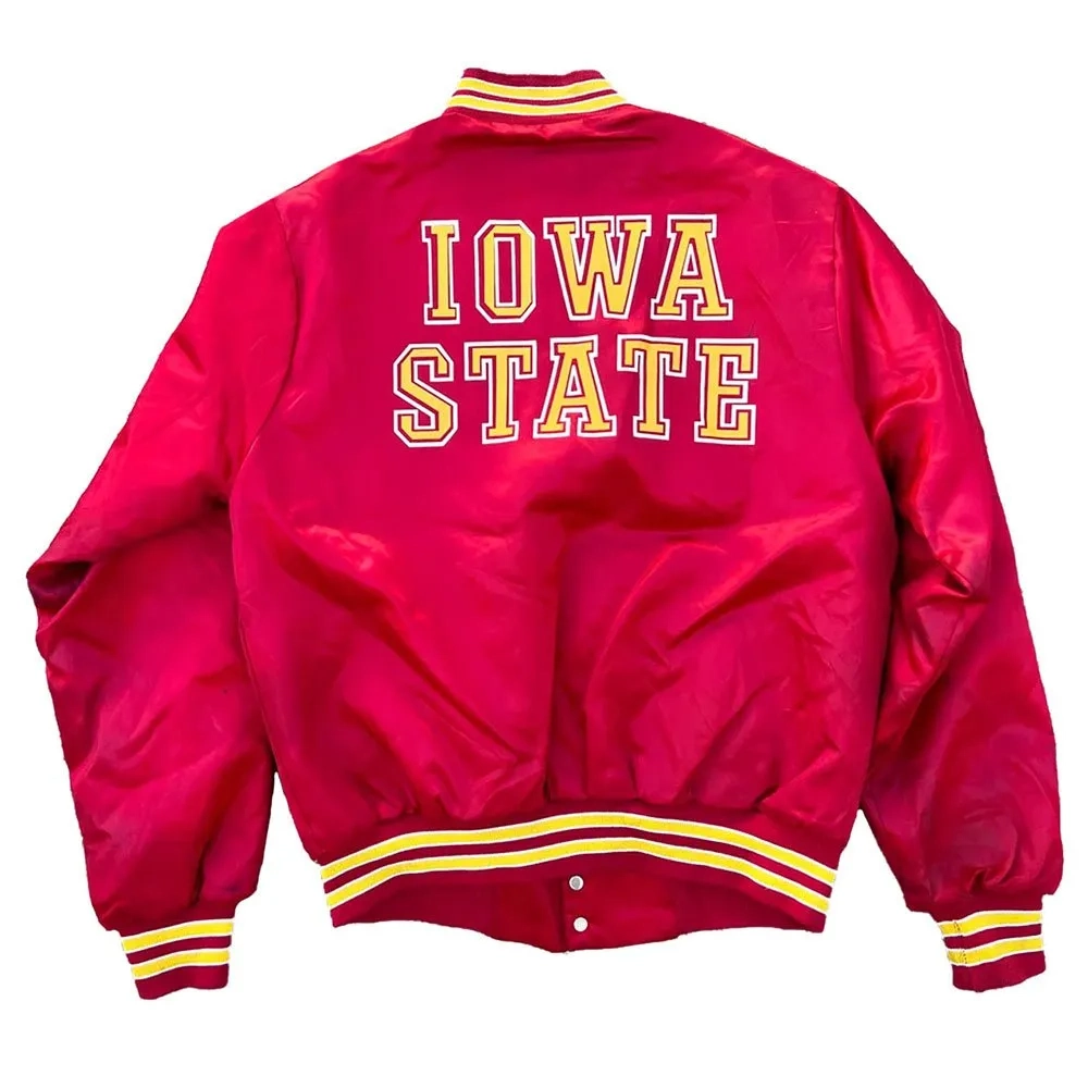 Iowa state cyclones 90s red satin varsity jacket