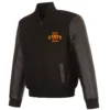 Iowa state cyclones one color black wool leather varsity jacket 1