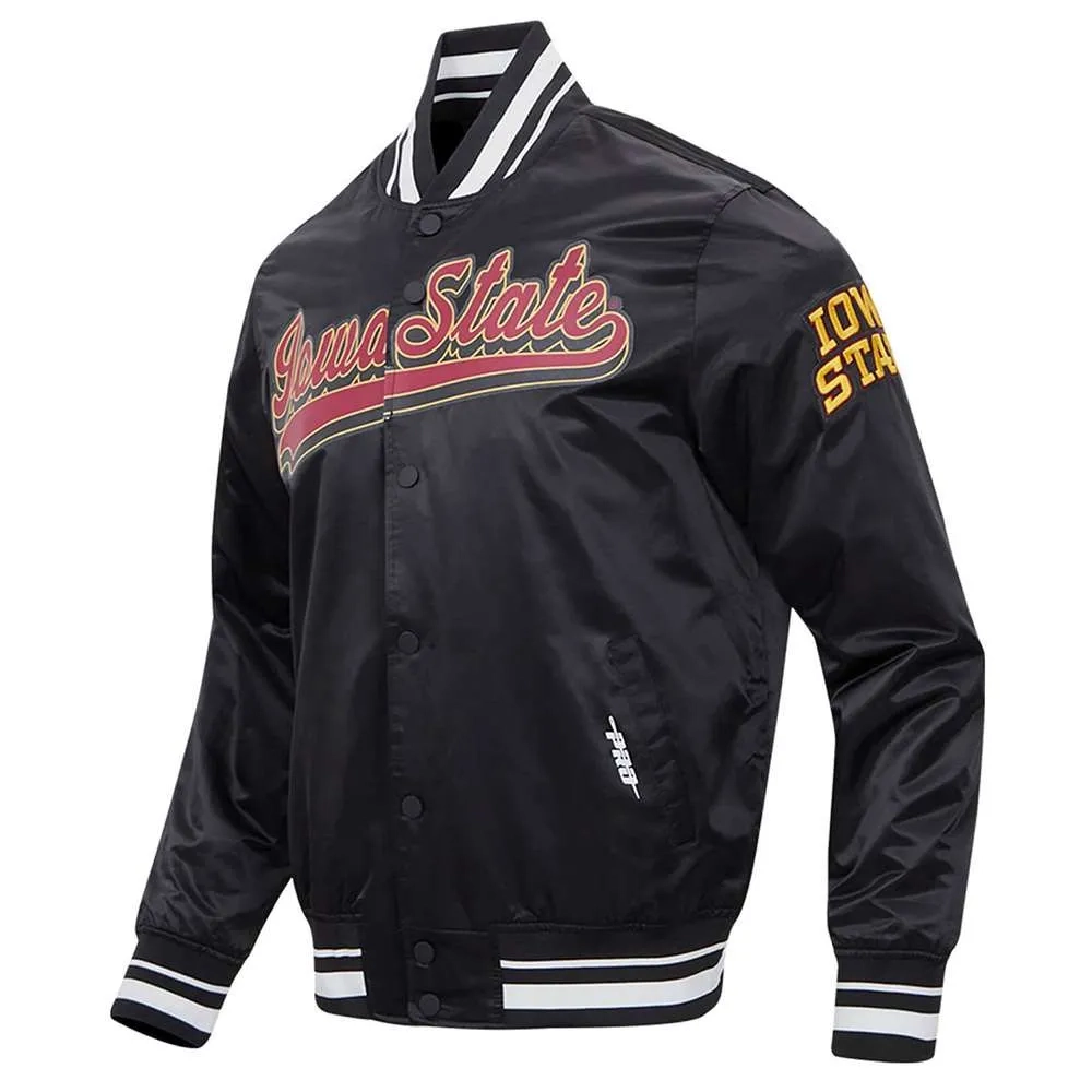 Iowa state cyclones script tail black satin jacket